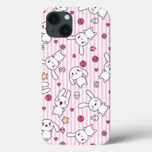 Funda Para iPhone 13 patrón de rayas kawaii