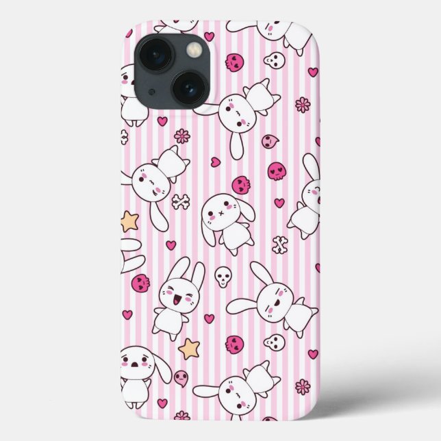 Funda De Case-Mate Para iPhone patrón de rayas kawaii (Reverso)