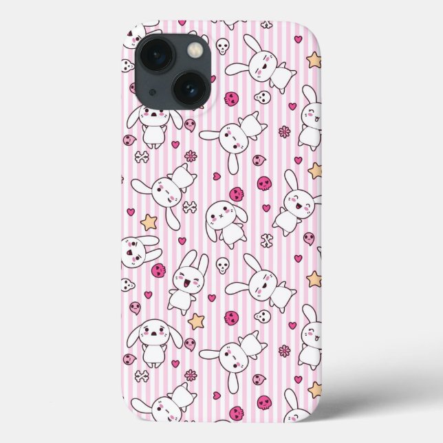 Funda De Case-Mate Para iPhone patrón de rayas kawaii (Reverso)