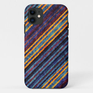 Funda Para iPhone 11 Patrón de rayas marrones amarillas azul vintage