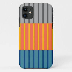 Funda Para iPhone 11 Patrón de rayas modernas azul Naranja gris