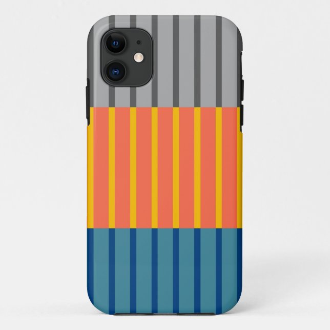 Funda De Case-Mate Para iPhone Patrón de rayas modernas azul Naranja gris (Reverso)
