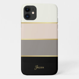 Funda Para iPhone 11 Patrón de rayas modernas y elegantes con nombre
