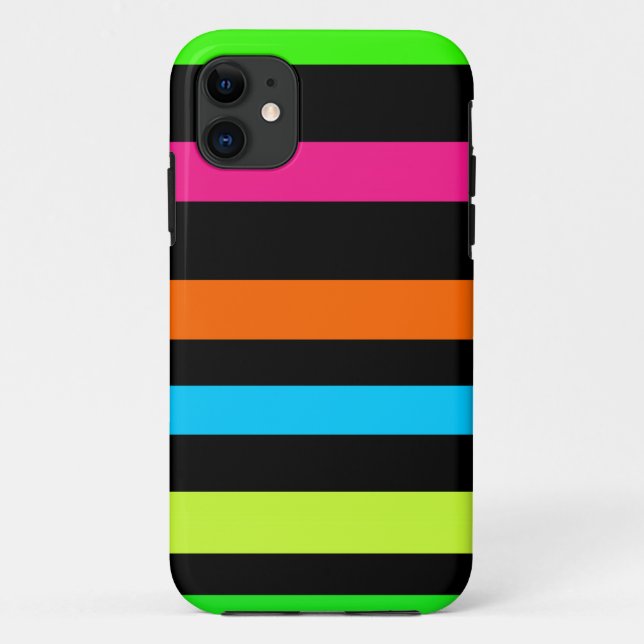 Funda De Case-Mate Para iPhone Patrón de rayas neón (Reverso)