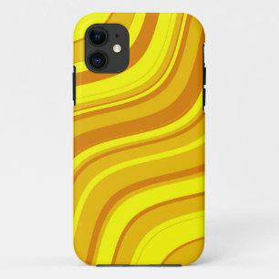 Funda Para iPhone 11 Patrón de rayas onduladas amarillas y marrones 2