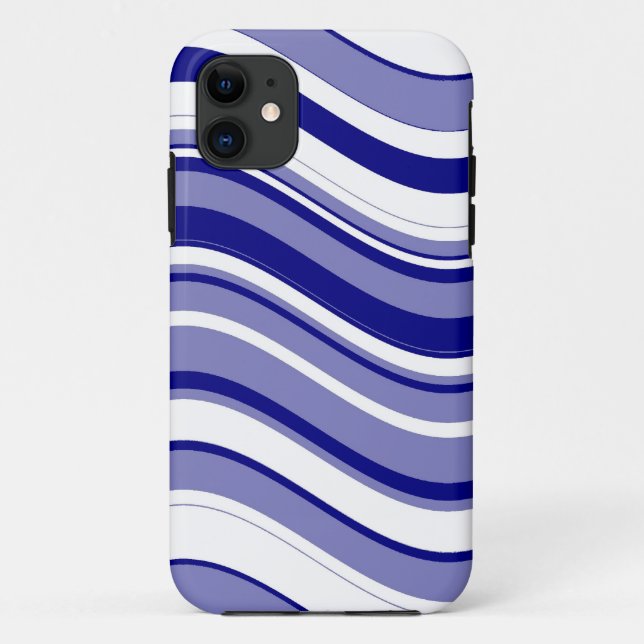 Funda De Case-Mate Para iPhone Patrón de rayas onduladas azul y blanco (Reverso)