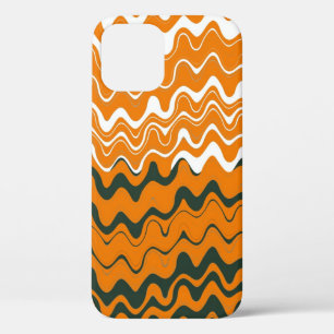 Funda Para iPhone 12 Pro Patrón de rayas onduladas de mar gris blanco naran