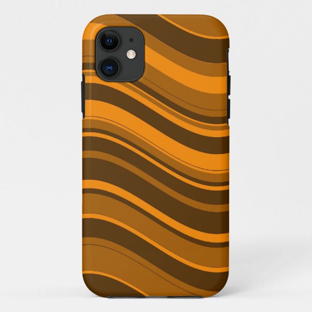 Funda De Case-Mate Para iPhone Patrón de rayas onduladas grises y marrones naranj (Reverso)
