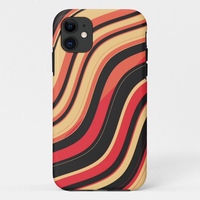Funda De Case-Mate Para iPhone Patrón de rayas onduladas rosadas rosadas rojas (Reverso)