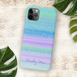 Funda Para iPhone 11 Pro Max Patrón de rayas personalizadas rosa menta verde az