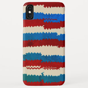 Funda Para iPhone XS Max Patrón de rayas rojas, blancas y azules rotas