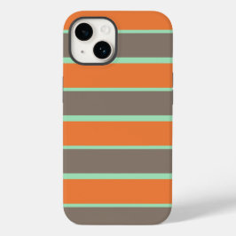 Funda Para iPhone 14 De Case-Mate Patrón de rayas verdes, grises y naranjas