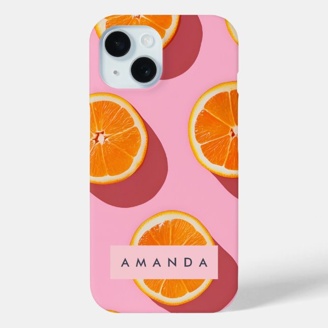 Funda De Case-Mate Para iPhone Patrón de rebanado Naranja personalizado monograma (Reverso )