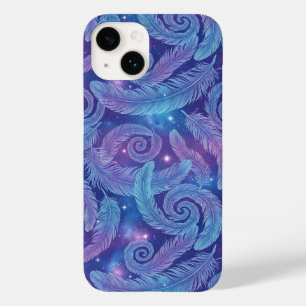 Funda Para iPhone 14 De Case-Mate Patrón de remolino de pluma añil-púrpura cósmico