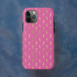 Funda Para iPhone 11 Pro Patrón de repetición de caballitos de mar rosado