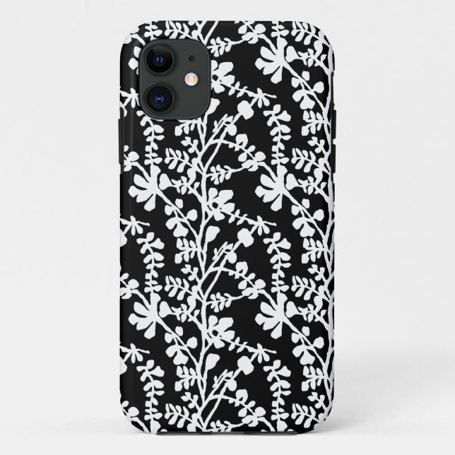 Funda De Case-Mate Para iPhone Patrón De Repetición Floral Blanco Y Negro (Reverso)
