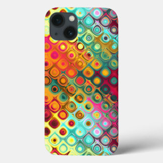 Funda Para iPhone 13 Patrón de resumen de puntos arcoiris líquidos rojo