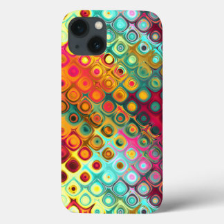 Funda Para iPhone 13 Patrón de resumen de puntos arcoiris líquidos rojo