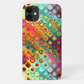 Funda Para iPhone 11 Patrón de resumen de puntos arcoiris líquidos rojo