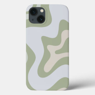 Funda Para iPhone 13 Patrón de resumen retro líquido en color verde sab