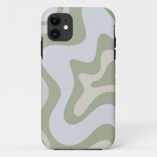 Funda Para iPhone 11 Patrón de resumen retro líquido en color verde sab