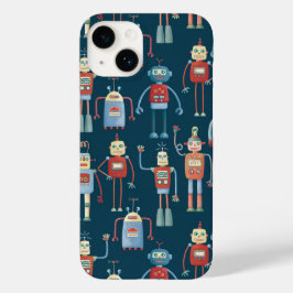 Funda Para iPhone 14 De Case-Mate Patrón de robot retro oscuro