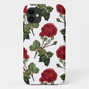 Funda Para iPhone 11 Patrón de Rosa de largo estiércol rojo