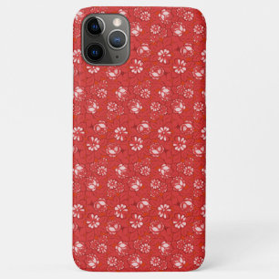 Funda Para iPhone 11 Pro Max Patrón de rosa en rojo