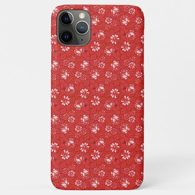 Funda De Case-Mate Para iPhone Patrón de rosa en rojo (Reverso)