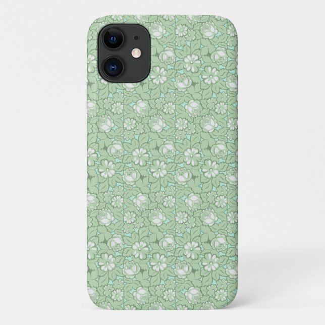 Funda De Case-Mate Para iPhone Patrón de rosa en verde claro (Reverso)