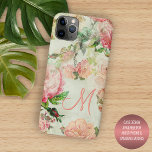 Funda Para iPhone 11 Pro Max Patrón de Rosa floral rosado personalizado Polvo<br><div class="desc">Color rosa pastel contemporáneo, verde salvia y menta, azul verde azulado y claro, con un patrón de flor rosa de color rojo coral y naranja pálido. Con espacio para personalizar o personalizar con un monograma o inicial de su elección. Hermosa, moderna y fresca cubierta para la moda y amante del...</div>