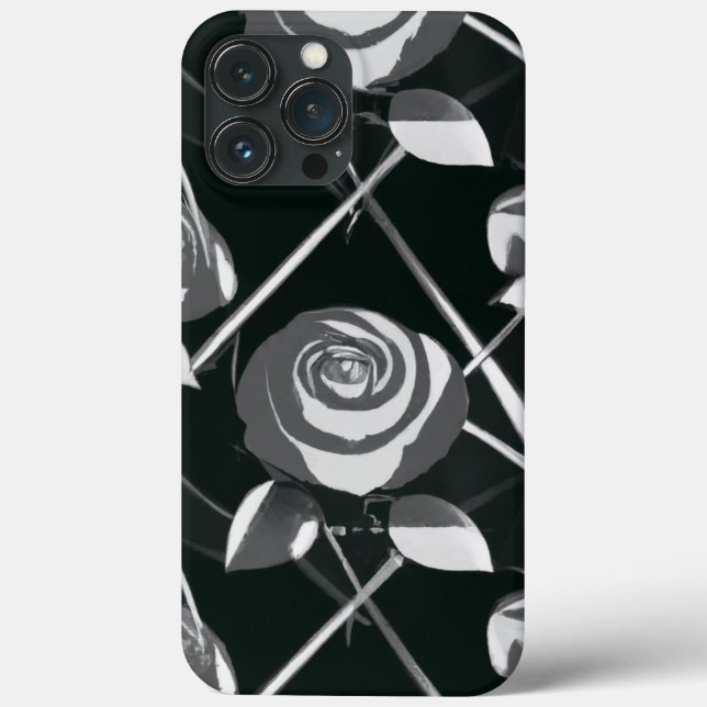 Funda De Case-Mate Para iPhone Patrón de rosa geométrica en blanco y negro (Reverso )