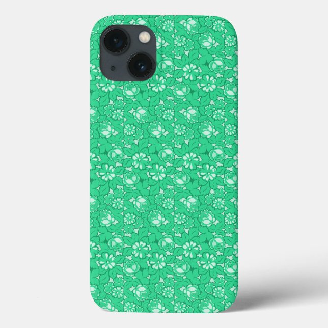 Funda De Case-Mate Para iPhone Patrón de rosa verde (Reverso)