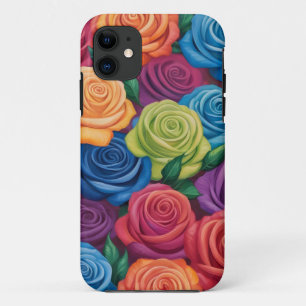 Funda Para iPhone 11 Patrón de rosas coloridos