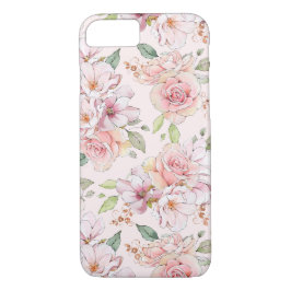 Funda Para iPhone 8/7 Patrón de rosas de cosecha rosa pastel