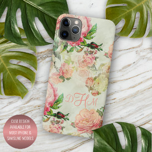Funda Para iPhone 15 Patrón de rosas florales vintage personalizado en