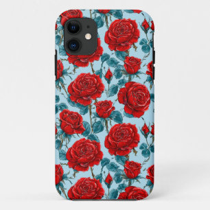 Funda Para iPhone 11 Patrón de rosas rojas