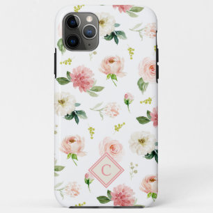 Funda Para iPhone 11 Pro Max Patrón de rosas rosadas de Rubor femenino con mono