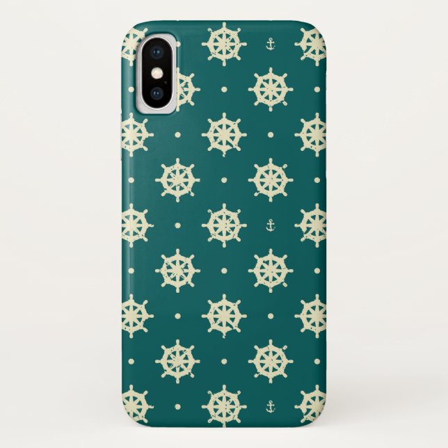 Funda De Case-Mate Para iPhone Patrón de rueda de buque de época (Reverso)
