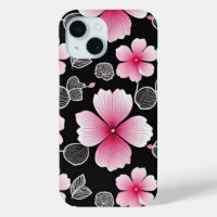Patrón de Sakura Rosa-Cutáneo en fondo negro