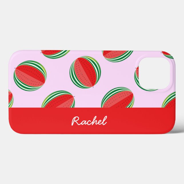 Funda De Case-Mate Para iPhone Patrón de sandía en rodajas sobre rosa (Reverso (Horizontal))