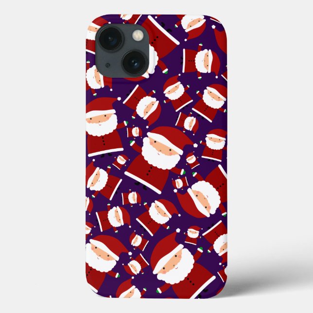 Funda De Case-Mate Para iPhone Patrón de santa morada (Reverso)