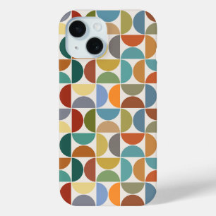 Funda Para iPhone 15 Patrón de semicírculos MCM en color sobre crema