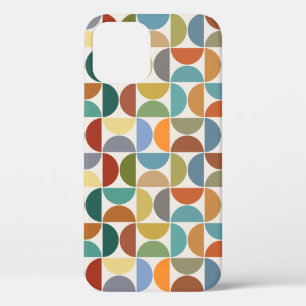 Funda Para iPhone 12 Patrón de semicírculos MCM en color sobre crema