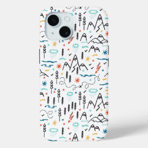 Funda Para iPhone 15 Patrón de senderismo de montaña