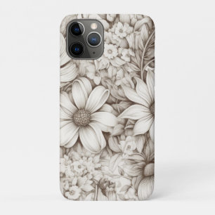 Funda Para iPhone 11 Pro Patrón de Sepia Floral Vintage (5)