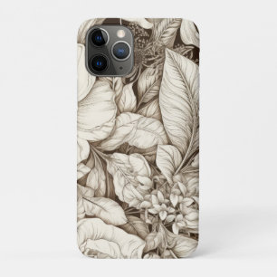 Funda Para iPhone 11 Pro Patrón de Sepia Floral Vintage (9)
