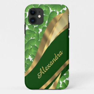 Funda Para iPhone 11 Patrón de shamrock verde irlandés personalizado
