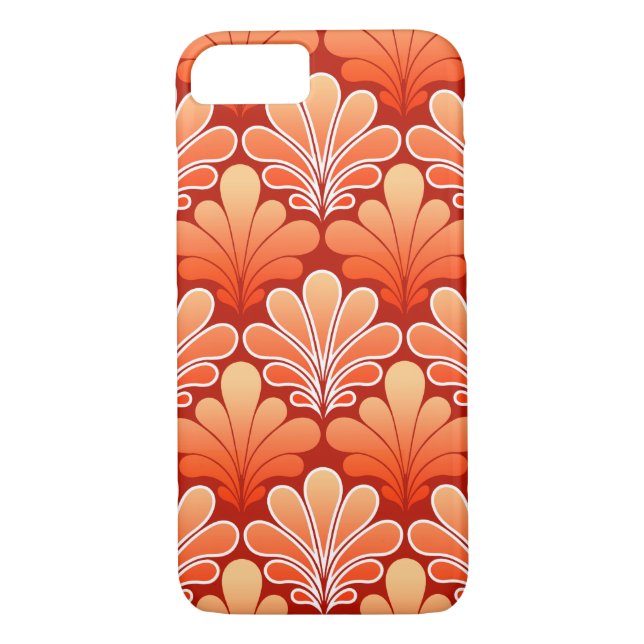 Funda De Case-Mate Para iPhone Patrón de shell Art Deco, Naranja mandarín (Reverso)