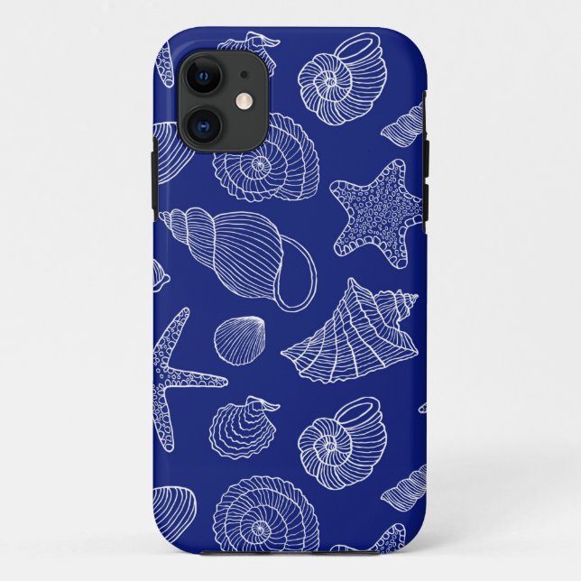 Funda De Case-Mate Para iPhone Patrón de shell azul brillante (Reverso)